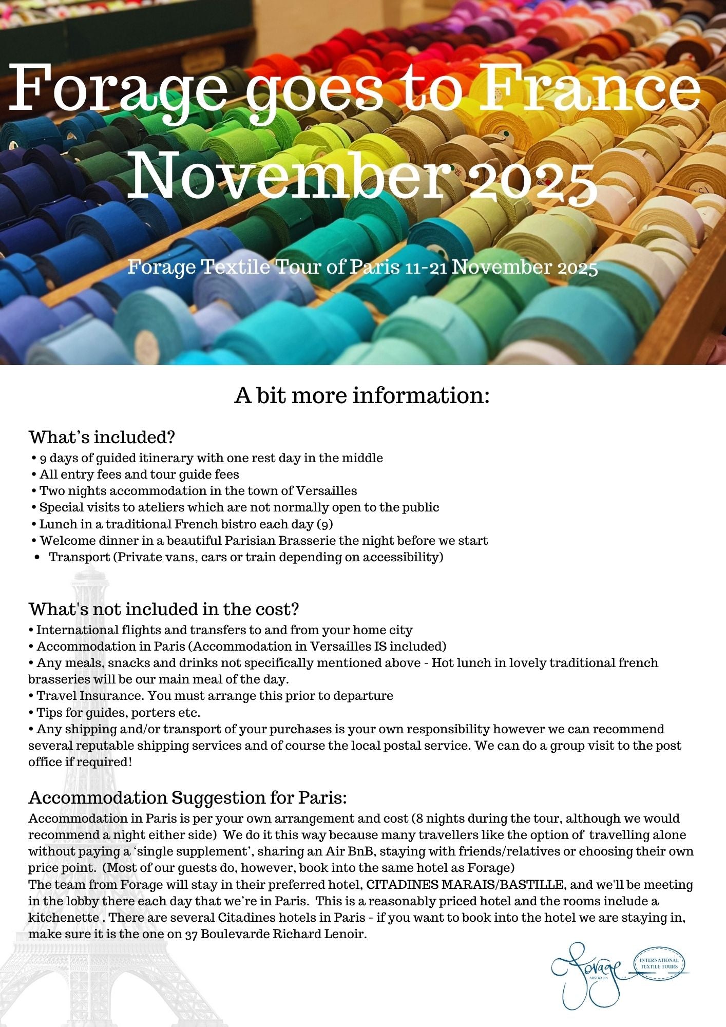 Paris Textile Tour November 2025 June Payment