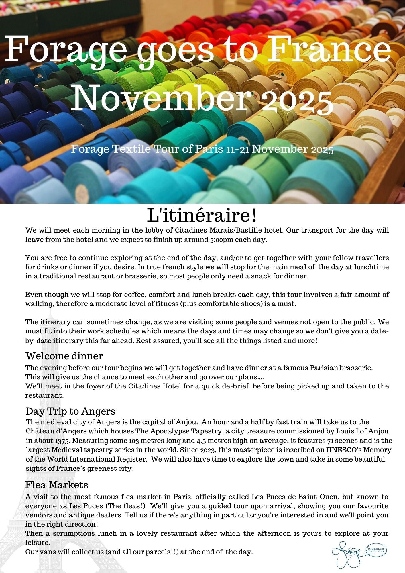 Paris Textile Tour November 2025 June Payment