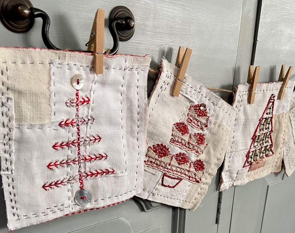 Christmas Tree Bunting Pattern Cards, Thread Set and Class
