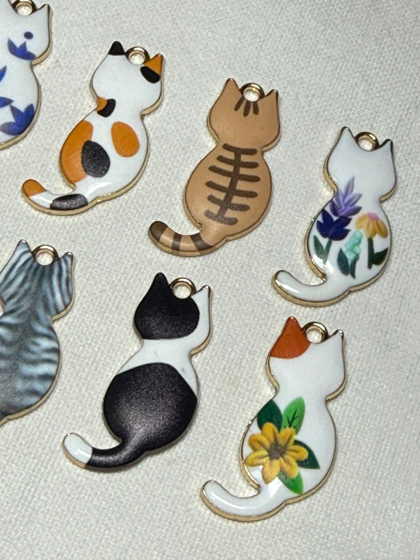 Cat Charms metal and enamel