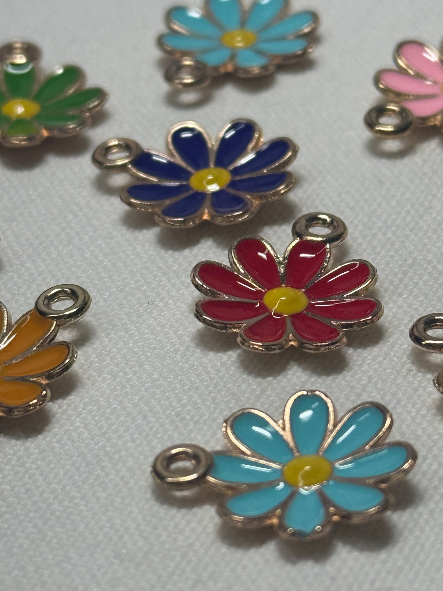 Flowers - charm metal and enamel