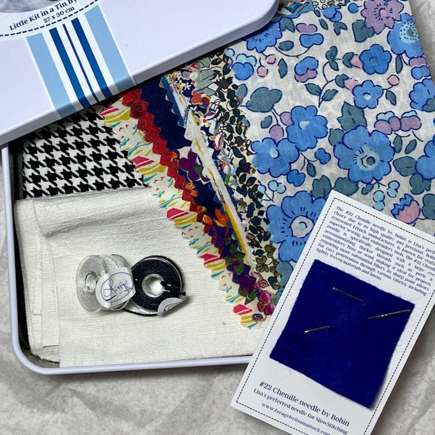 Kantha Heart - Slow Stitch Kit in a Tin