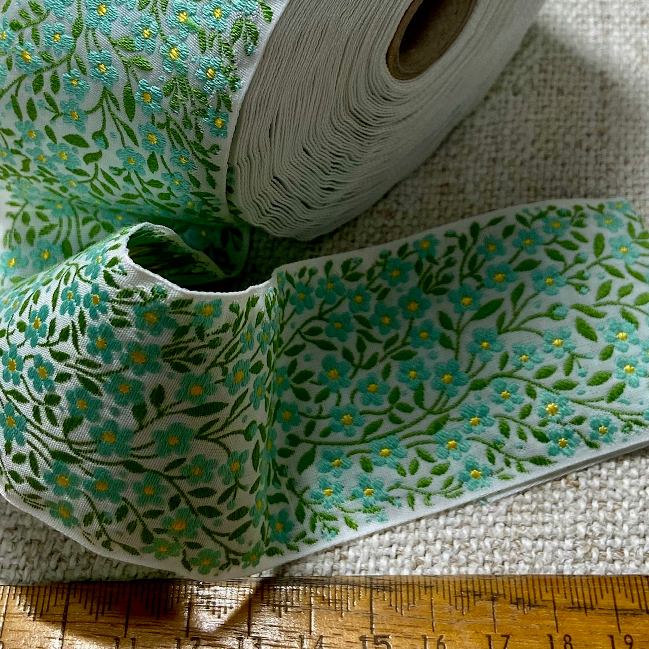 Ribbons - Kafka Jacquard - Forget-me-not 60mm