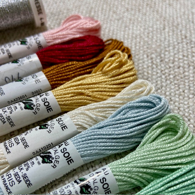 Au Ver A Soie D'Alger - 9 x Stranded Silk & 1 Metalic Thread Set