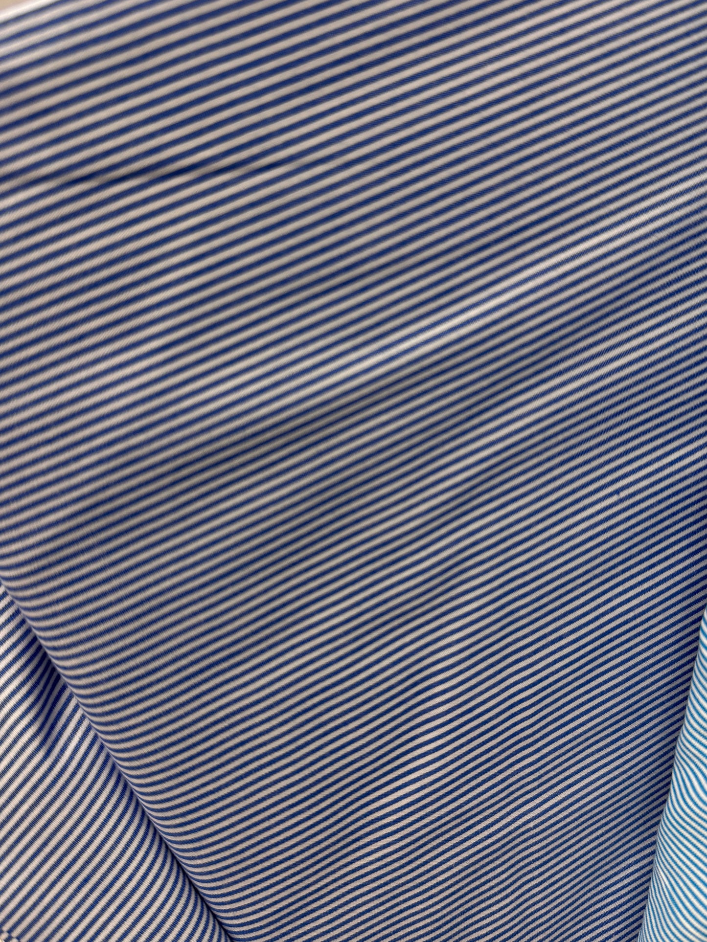 Devonstone - Building Blocks Basics Denim Blue - Fine Stripe 145 wide