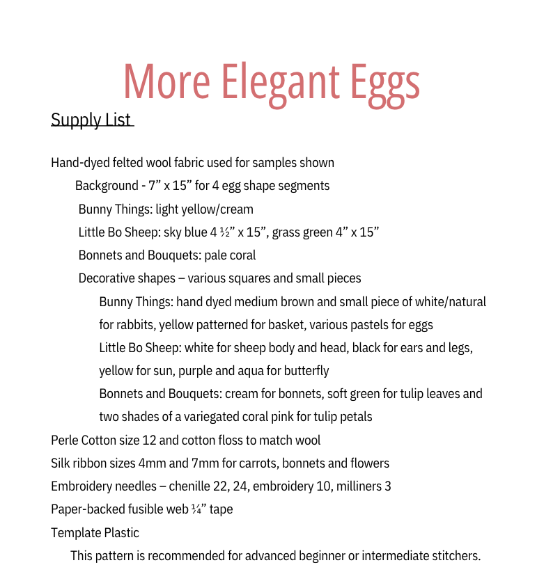 More Elegant Eggs Pattern