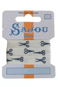 Sajou woven ribbon blue scissors