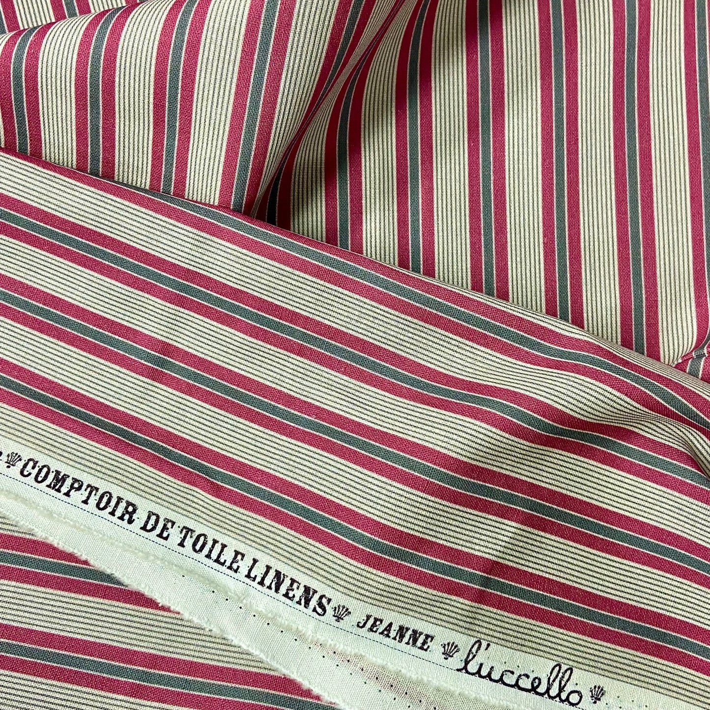 L'uccello Comptoir De Toile 2 Jeanne 1 (fuscia/emerald linen stripe - extra wide) - DV6309