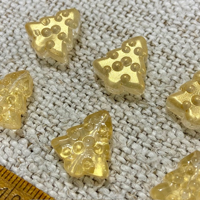 Glass Christmas Tree Beads - Gold/Matte
