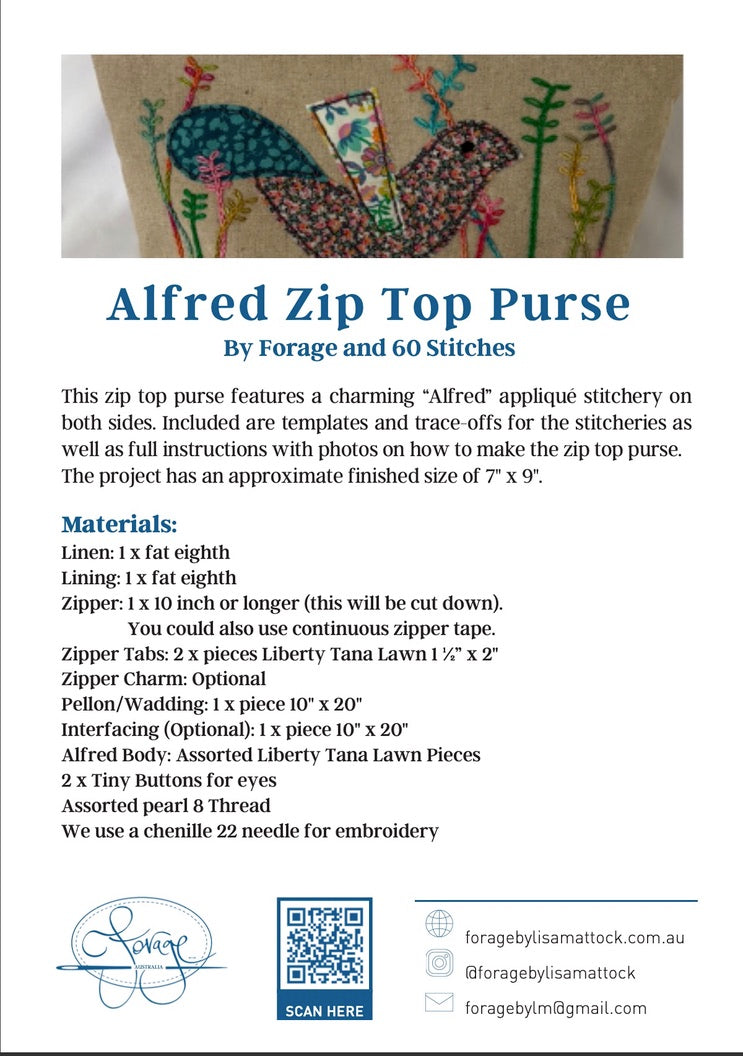 Alfred Zip Top Purse Pattern