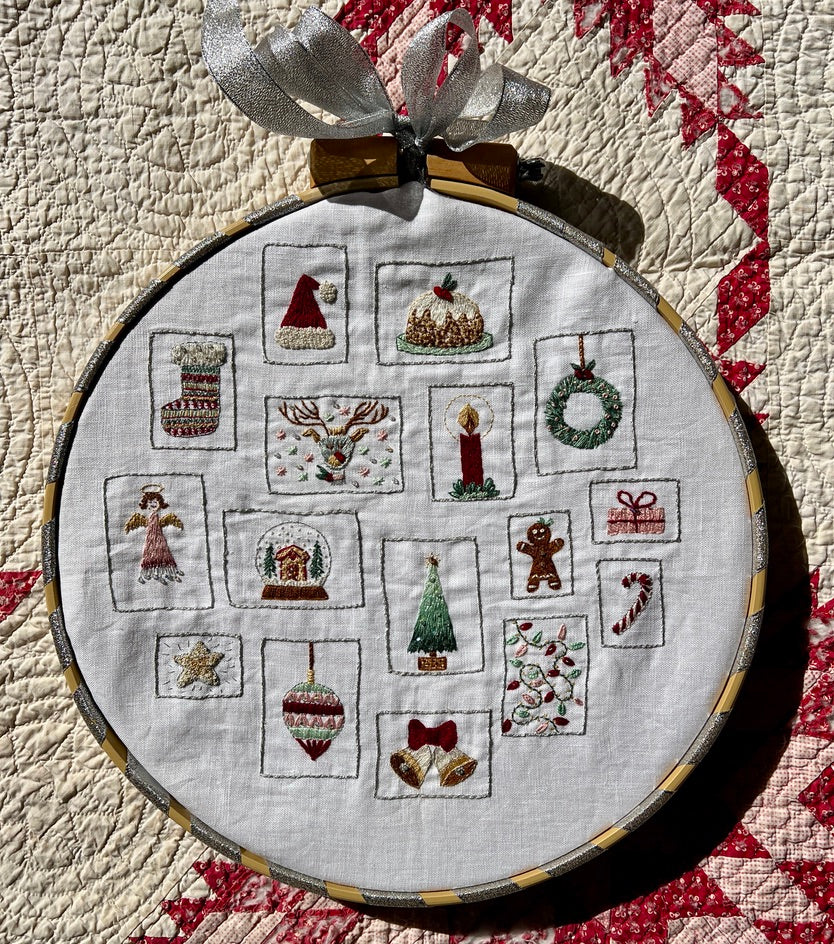 Postage Stamp Embroidery Christmas Sampler