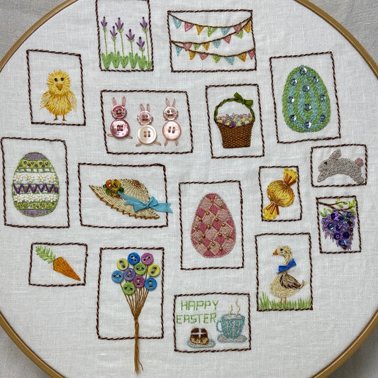 Postage Stamp Embroidery Pattern - Easter Sampler