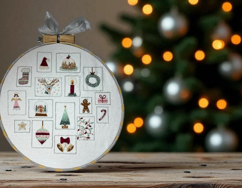 Postage Stamp Embroidery Christmas Sampler
