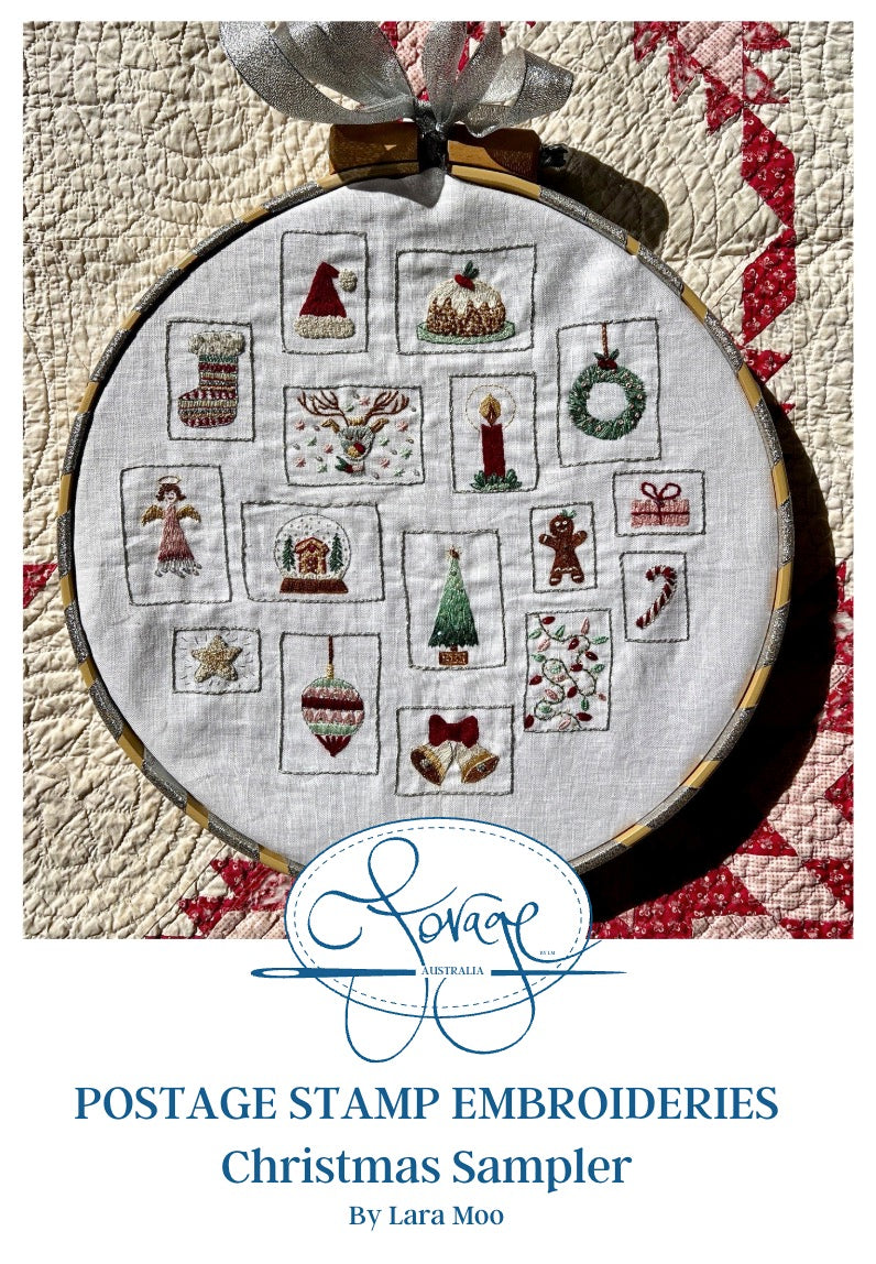 Postage Stamp Embroidery Christmas Sampler