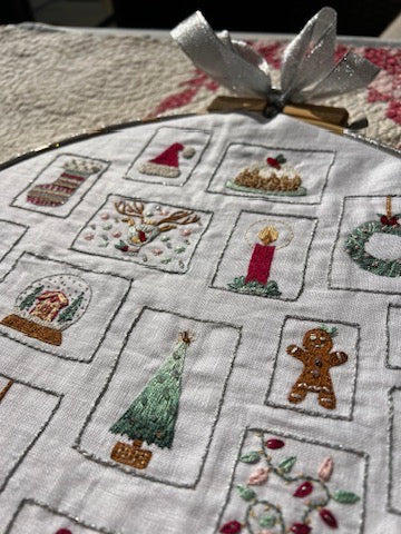 Postage Stamp Embroidery Christmas Sampler