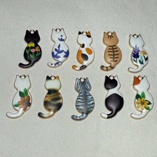Cat Charms metal and enamel