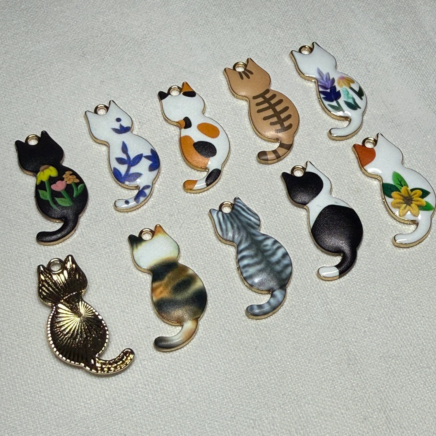 Cat Charms metal and enamel
