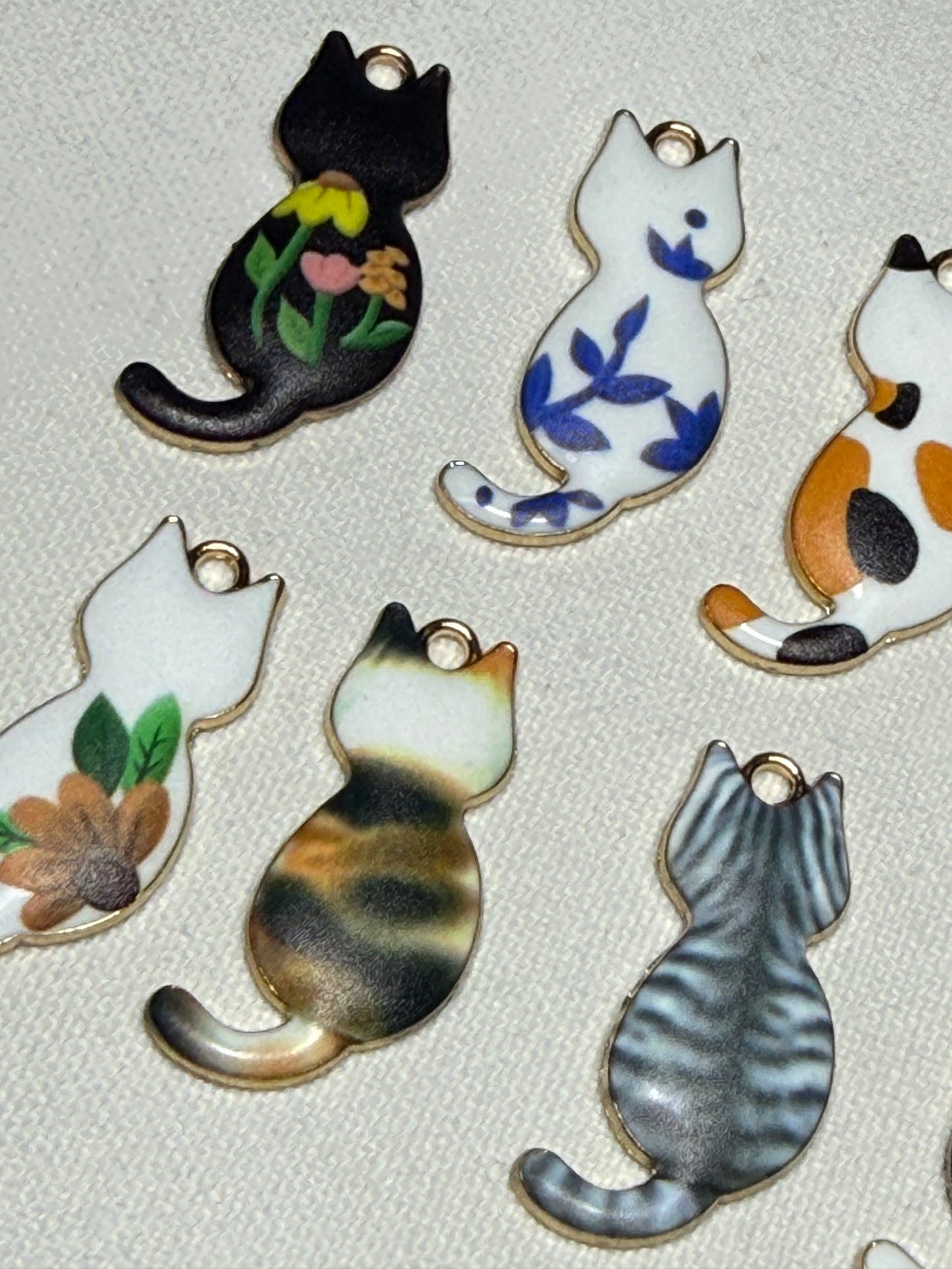 Cat Charms metal and enamel
