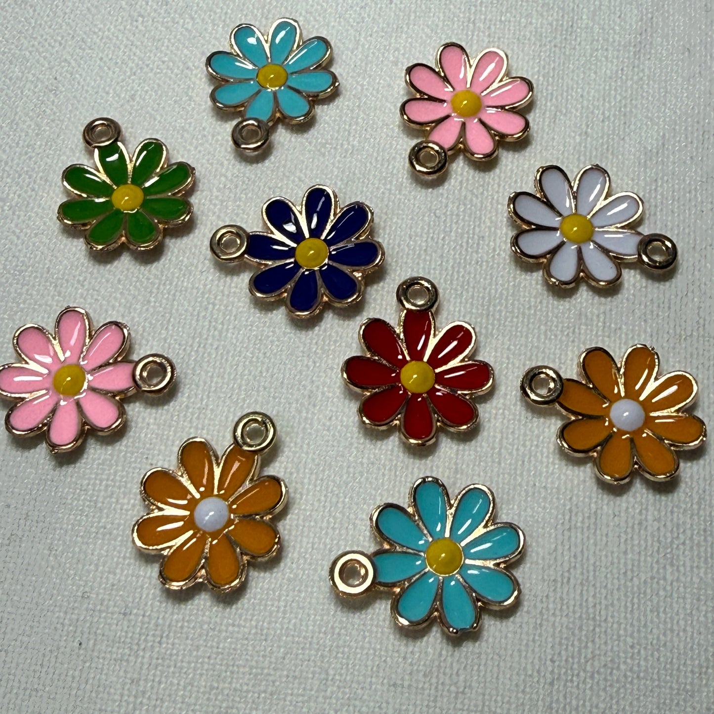 Flowers -  charm metal and enamel