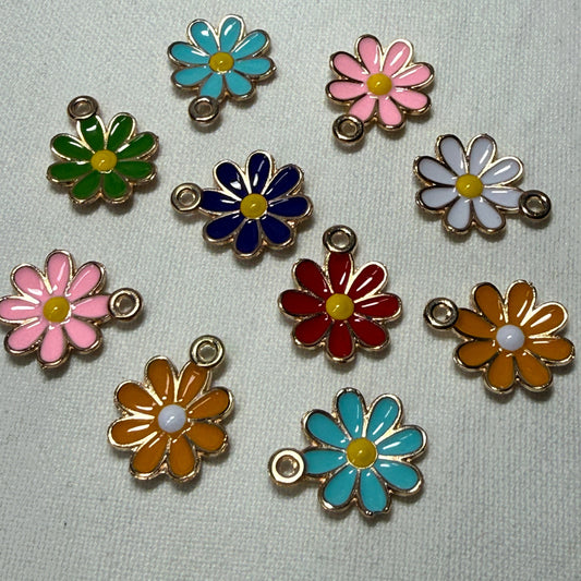 Flowers -  charm metal and enamel