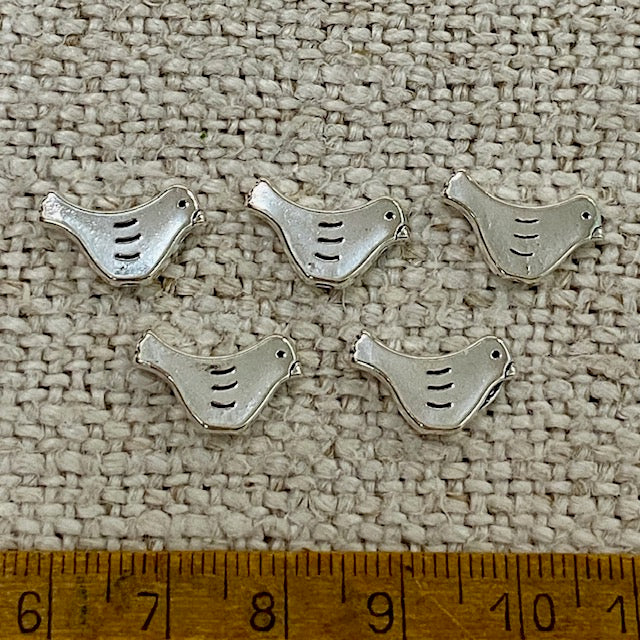 Silver Coloured Bird Charms Metal