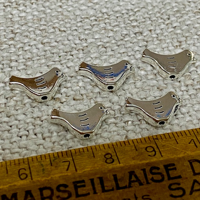 Silver Coloured Bird Charms Metal