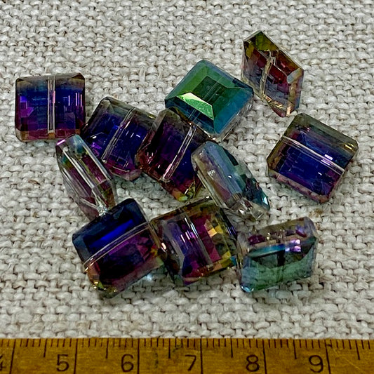 Faceted Glass Bead Set Clear/Rainbow