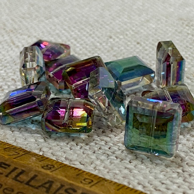Faceted Glass Bead Set Clear/Rainbow