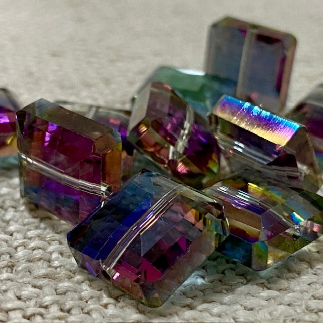Faceted Glass Bead Set Clear/Rainbow