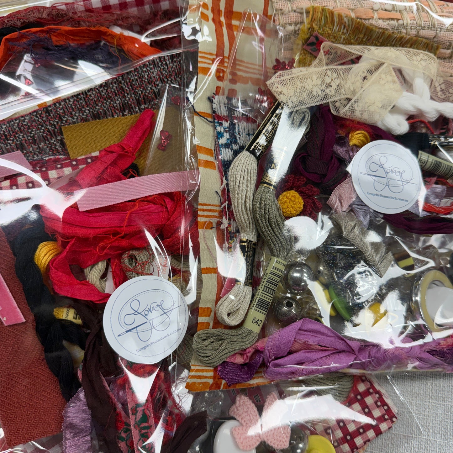 Embellishments Packs for Slow Stitching - Warm Colourway