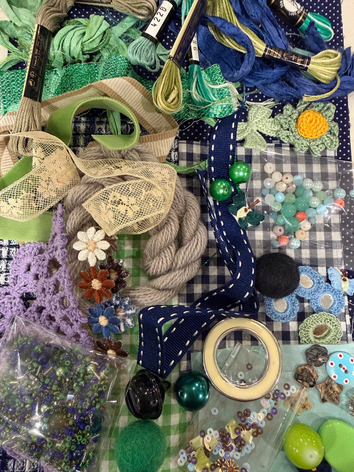 Embellishments Packs for Slow Stitching - Cool Colourway