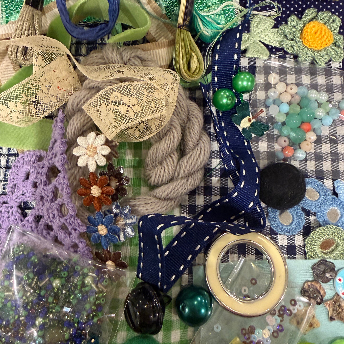 Embellishments Packs for Slow Stitching - Cool Colourway