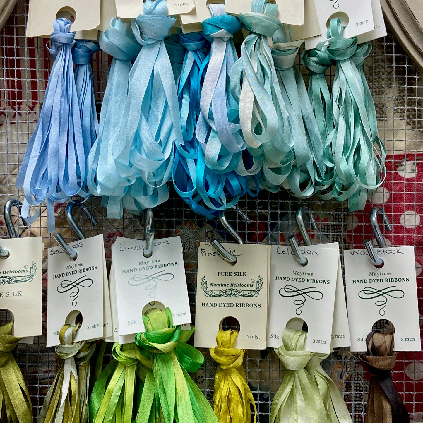 Pure Silk Hand Dyed Ribbons by Maytime Heirlooms
