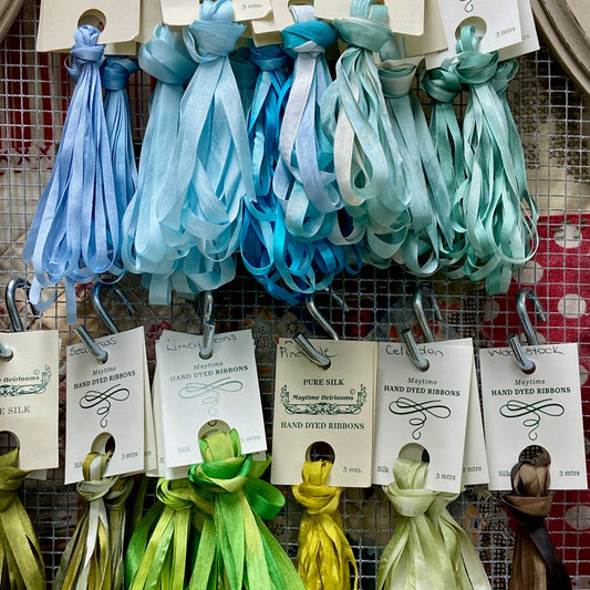 Pure Silk Hand Dyed Ribbons by Maytime Heirlooms