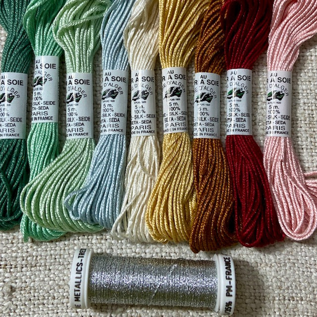 Au Ver A Soie D'Alger - 9 x Stranded Silk & 1 Metalic Thread Set