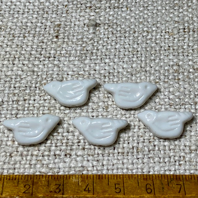 Ceramic White Birds Beads