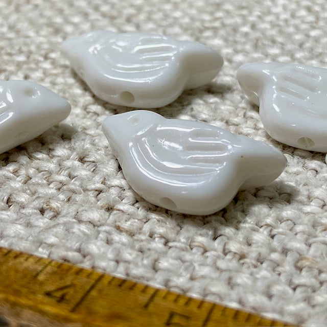 Ceramic White Birds Beads
