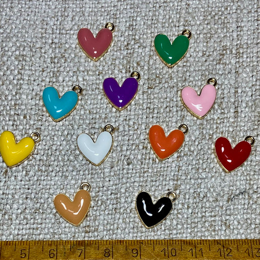 Enamel Heart Charms - Multicolour