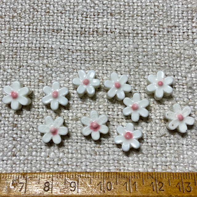 Ceramic White Blooms Beads