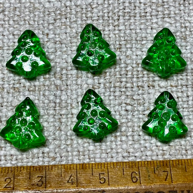 Glass Christmas Tree Beads - Dark Green