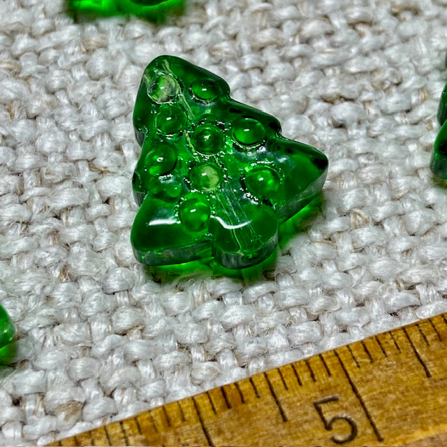 Glass Christmas Tree Beads - Dark Green