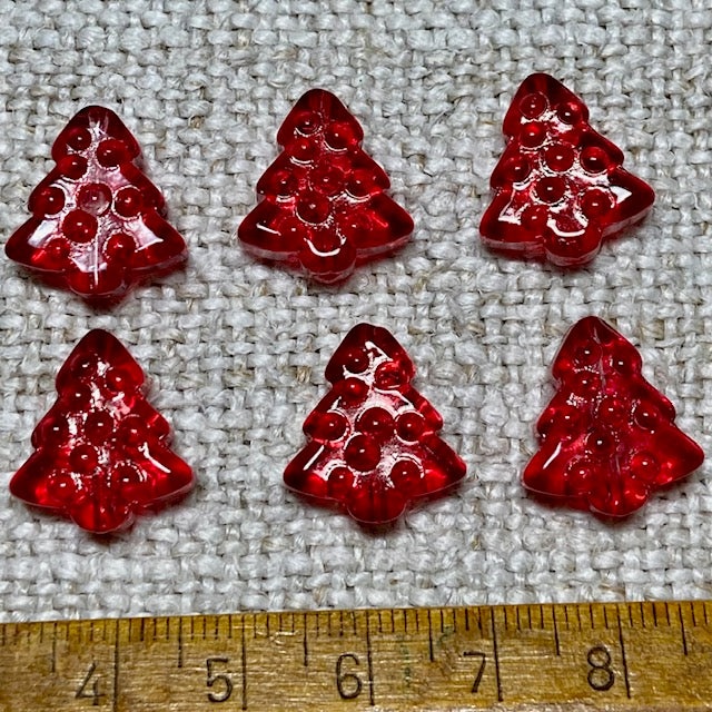 Glass Christmas Tree Beads - Red