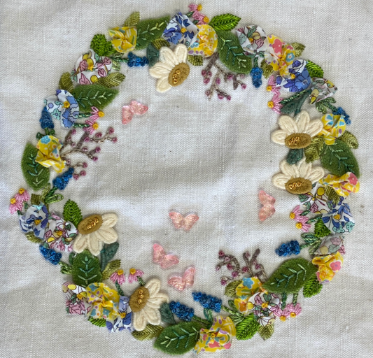 Spring Wreath Slow Stitch Kit in a Tin
