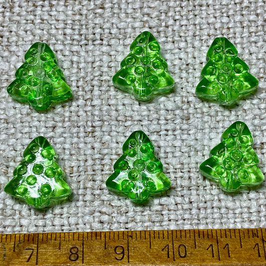 Glass Christmas Tree Beads - Lt Green