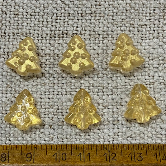 Glass Christmas Tree Beads - Gold/Matte