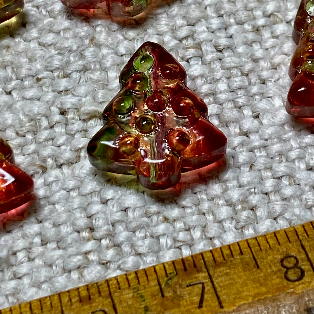 Glass Christmas Tree Beads - Red/Green