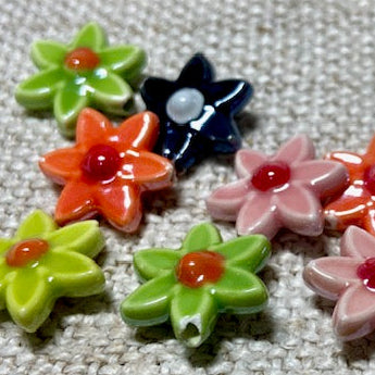 Glazed Ceramic Flower Beads