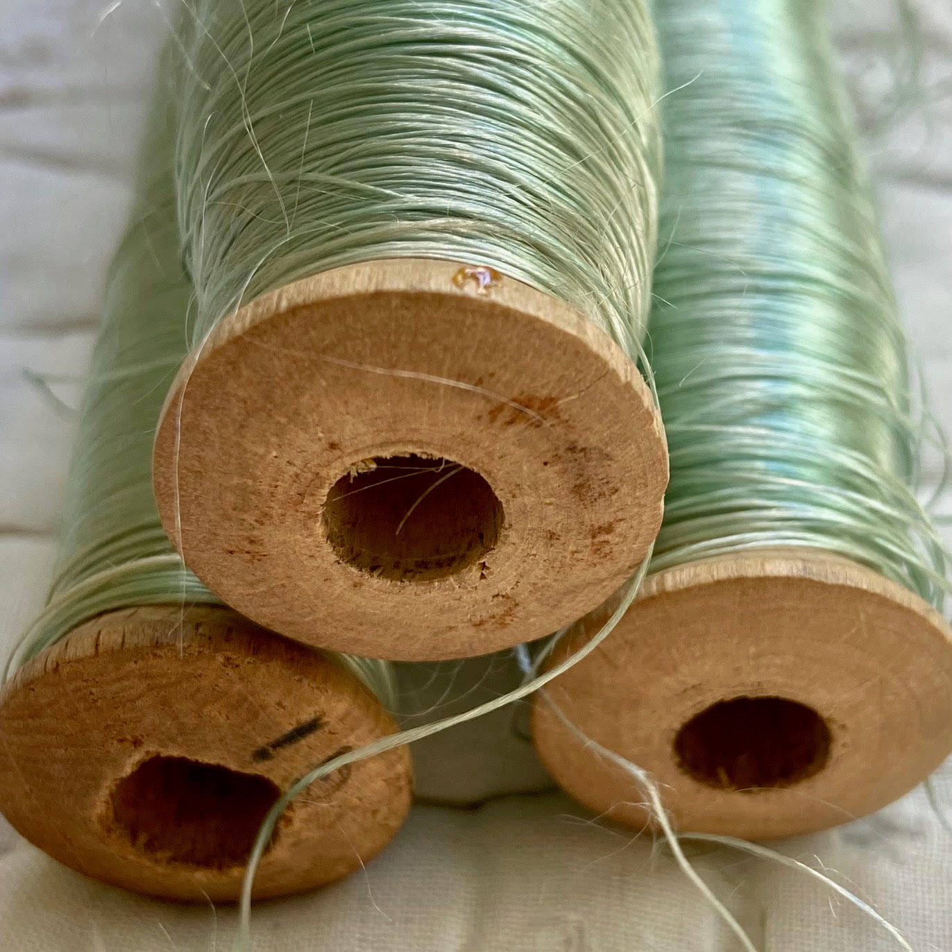 French Wooden Spools with Silk Threads - Item 23482