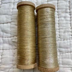 French Wooden Spools with Metallic Thread - Item 23469