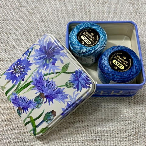 Cornflower Tin with Wonderfil Thread